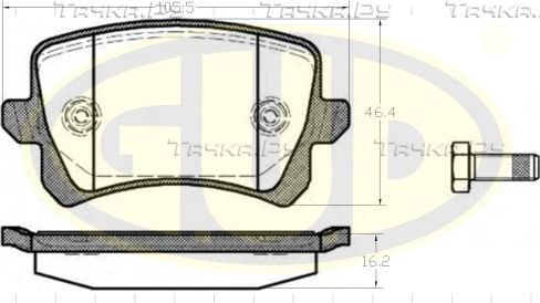 Тормозные колодки G.U.D. задние для Audi A4 II (B6) 2000-2004. Артикул GBP880162