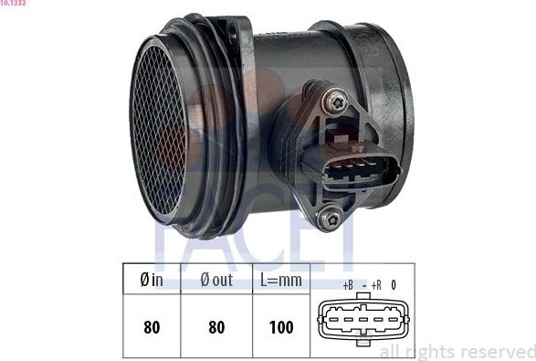 Датчик расхода воздуха Facet Made in Italy - OE Equivalent. Артикул 10.1332