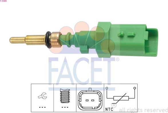 Датчик температуры охлаждающей жидкости Facet Made in Italy - OE Equivalent. Артикул 7.3385