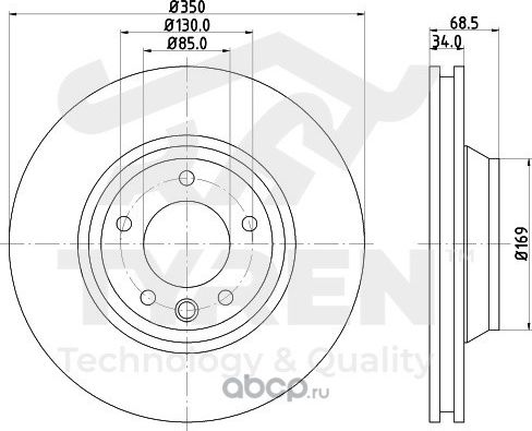 Тормозной диск (Tyren). Артикул TYR1023021