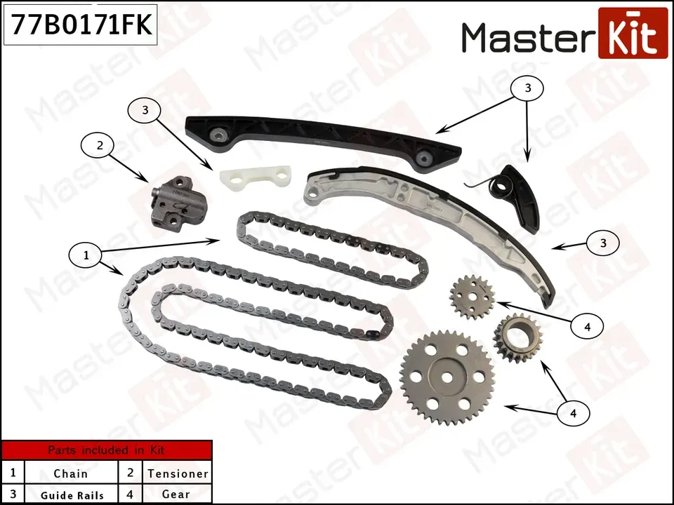 77B0171FK Комплект цепи ГРМ Ford 2.3 SEBA (Master KIT) Master KIT. Артикул 77b0171fk