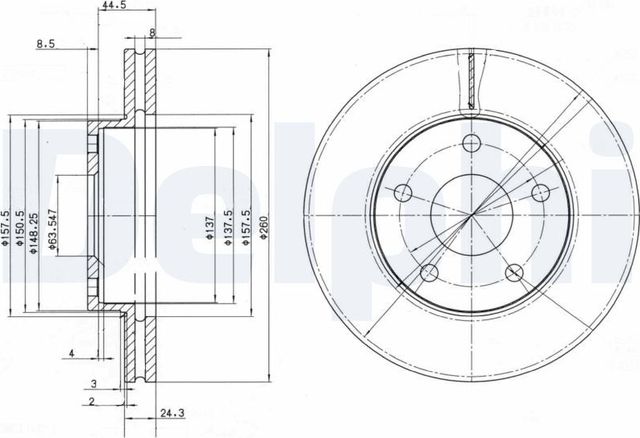 Тормозной диск Delphi передний для Ford Scorpio I 1986-1994. Артикул BG2346