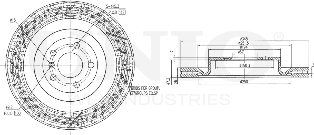 Диск тормозной (Unio). Артикул BRD-20581