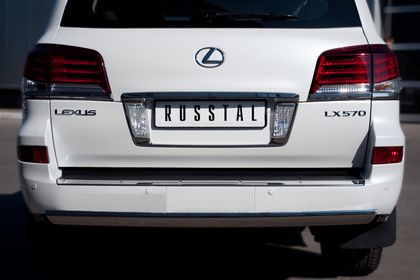 Защита RusStal заднего бампера d75х42 овал для Lexus LX 570 2012-2023. Артикул LLXZ-000870