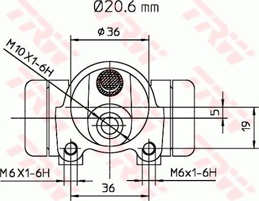 Тормозной цилиндр TRW (Чугун) задний для Talbot Horizon 1978-1986. Артикул BWF135