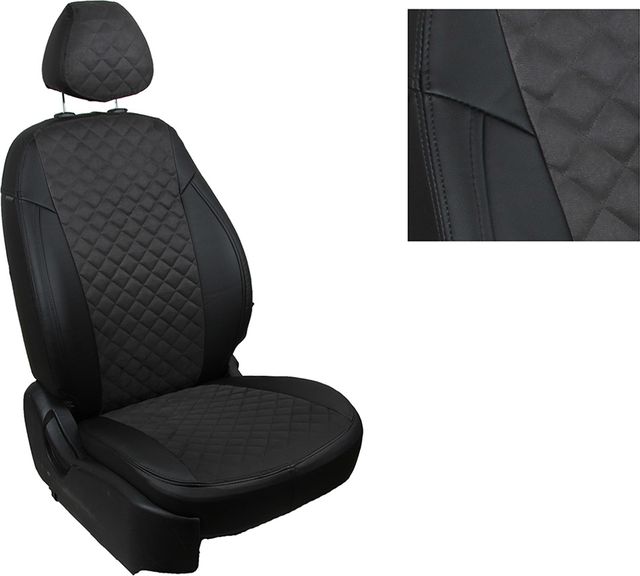 Чехлы Seintex (алькантара) на сидения для Peugeot 408 2010-2024, цвет Черный ромб. Артикул 96665