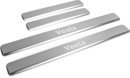 Накладки Rival на пороги (с надписью) для Lada Vesta седан, универсал 2015-2024. Артикул NP.6007.3