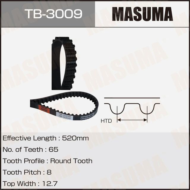 Ремень ГРМ MASUMA, 4D68, 4D68T, 4G63, 4G63T, 4G64, 4G69, 4G64S4N Masuma. Артикул TB3009