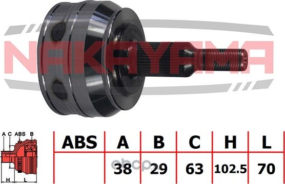 ШРУС внешн. к-кт VW MULTIVAN V 03-, TRANSPORTER V (Nakayama). Артикул NJ687NY