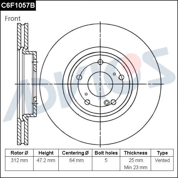 Тормозной диск Advics. Артикул C6F1057B