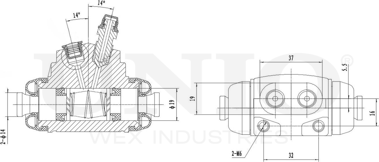 Цилиндр тормозной рабочий (Unio). Артикул BRC-20516