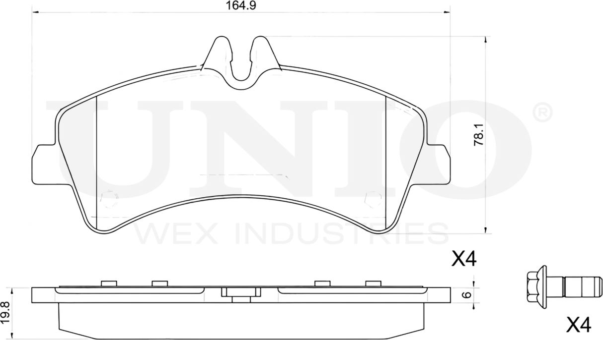 Колодки тормозные дисковые, комплект (Unio). Артикул BRP-20326