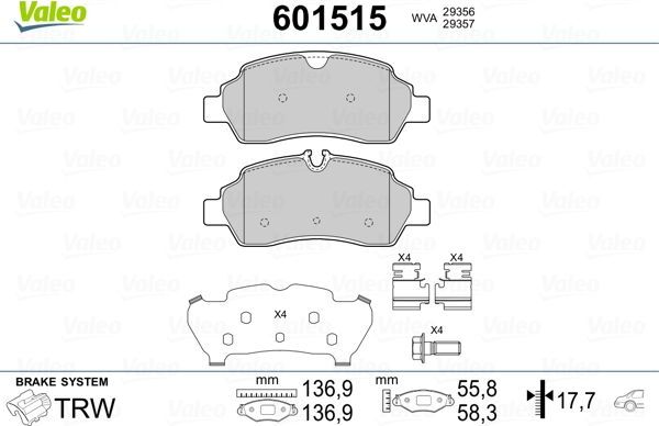 Тормозные колодки Valeo. Артикул 601515
