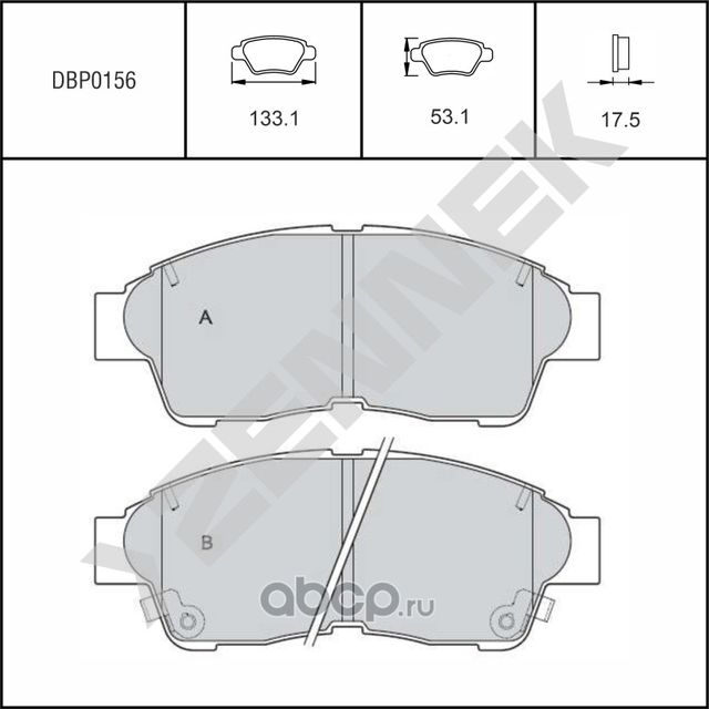 Колодки тормозные дисковые передние TOYOTA CALDINA 87-02, CAMRY 90-98 (Zennek). Артикул DBP0156