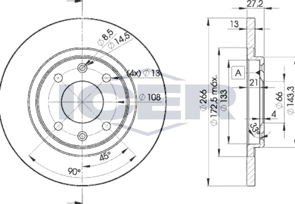 Тормозной диск Icer. Артикул 78BD4692-2