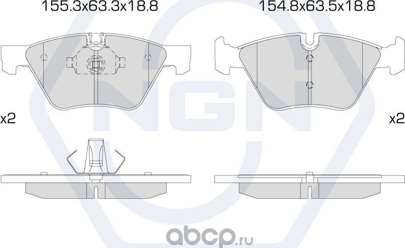 Колодки тормозные керамические, передние (NGN). Артикул 3501984