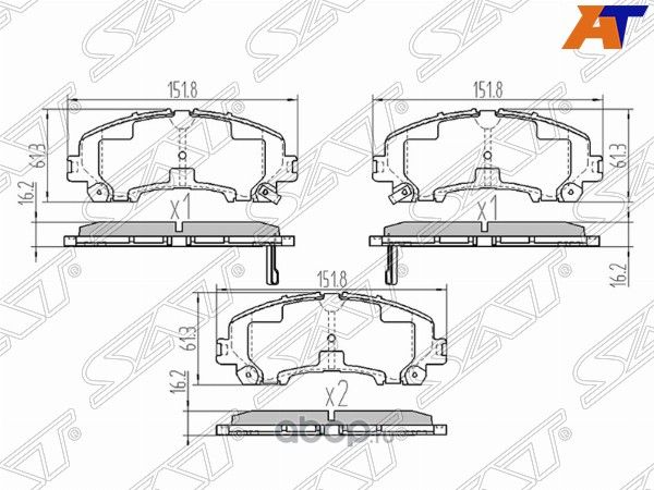 Колодки тормозные перед NISSAN X-TRAIL T32 14-/INFINITI Q50 14- SAT STD10604CC0A. Артикул STD10604CC0A