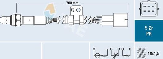 Лямбда-зонд (кислородный датчик) FAE. Артикул 75090