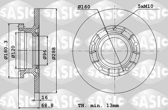 Тормозной диск Sasic. Артикул 6106298