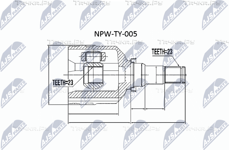Шрус внутренний (граната) NTY передний для Toyota Corolla Verso I 2001-2004. Артикул NPW-TY-005