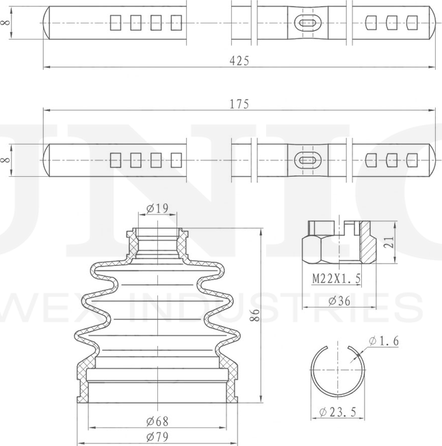 Пыльник ШРУС, комплект (Unio). Артикул DUC-30093K