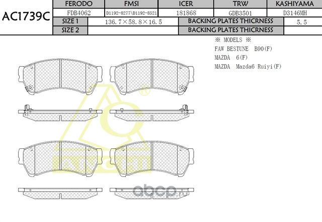 Тормозные колодки (Anchi) Anchi. Артикул AC1739C