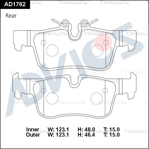 Тормозные колодки Advics задние для MINI Clubman II (F54) 2014-2026. Артикул AD1762
