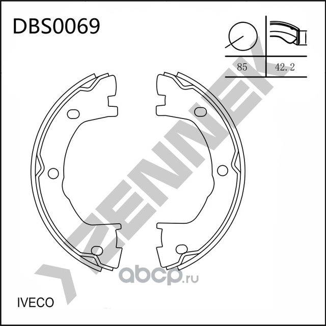 Колодки тормозные барабанные IVECO DAILY 89->, RENAULT MASCOTT 99-13 (Zennek). Артикул DBS0069