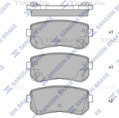 Тормозные колодки Sangsin Hi-Q задние для Kia Optima III 2010-2015. Артикул SP1684