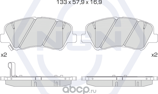 Колодки тормозные керамические, передние (NGN). Артикул 3502482