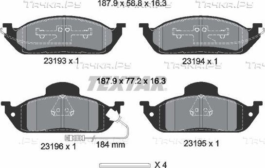 Тормозные колодки Textar Q+. Артикул 2319303