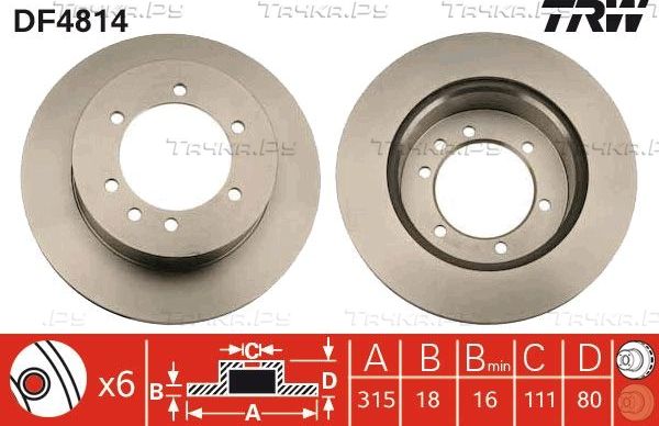 Тормозной диск TRW задний для Nissan Patrol Y61 1997-2026. Артикул DF4814