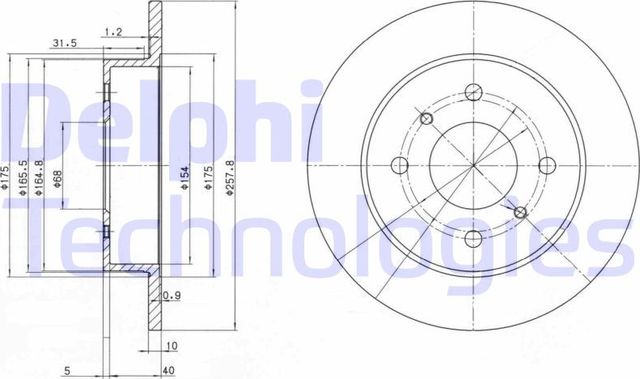 Тормозной диск Delphi задний для Nissan Almera N16 2000-2006. Артикул BG2633