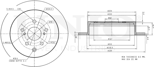Диск тормозной (Unio). Артикул BRD-20389