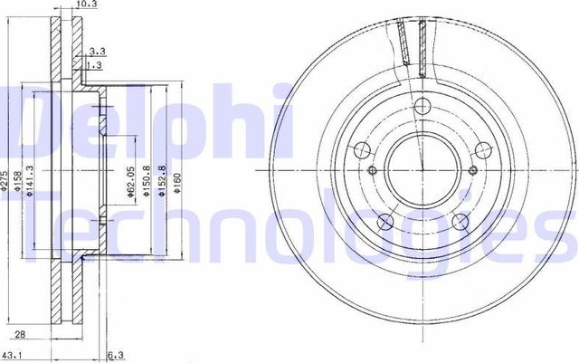 Тормозной диск Delphi передний для Lexus ES III 1996-2001. Артикул BG2782