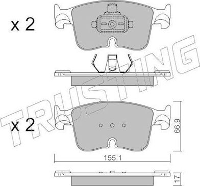 Тормозные колодки Trusting для Audi A3 IV (8Y) 2019-2026. Артикул 1383.0