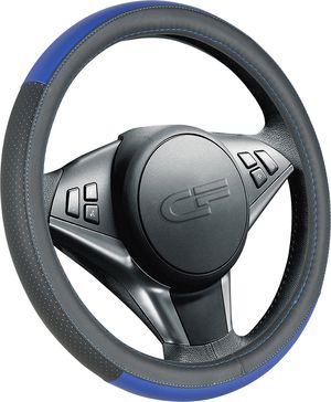Оплётка на руль CarFashion Day (размер M, экокожа, цвет ЧЕРНЫЙ/СИНИЙ/СИНИЙ). Артикул 31391