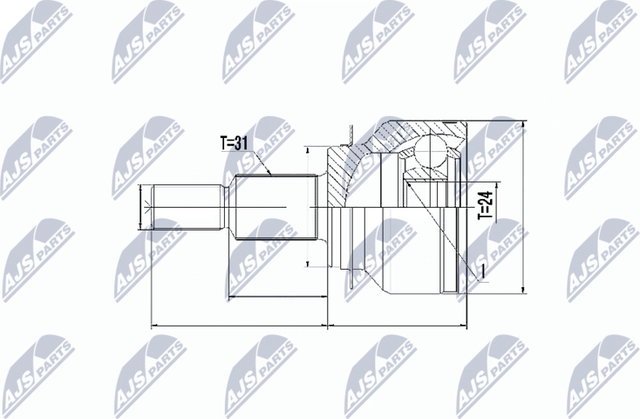 Шрус внутренний (граната) NTY передний правый для Mazda 6 III (GJ) 2012-2026. Артикул NPZ-MZ-055