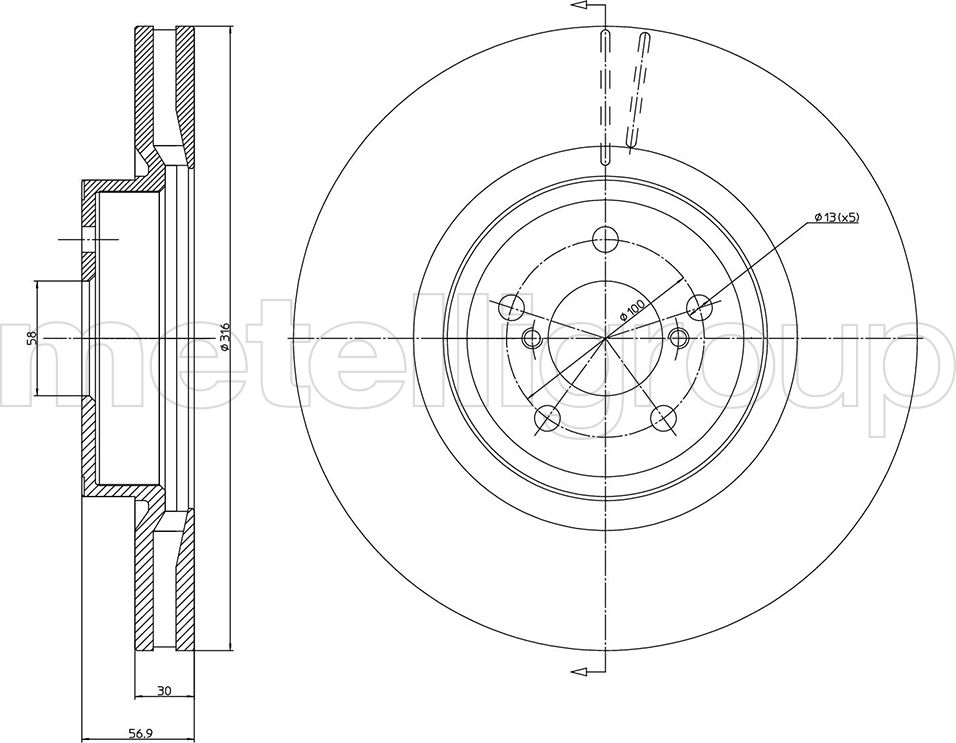 Тормозной диск Metelli. Артикул 23-1188C