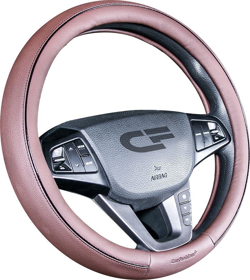 Оплётка на руль CarFashion Tiltan (размер M, экокожа, цвет КОФЕ/ЧЕРНЫЙ). Артикул 31437