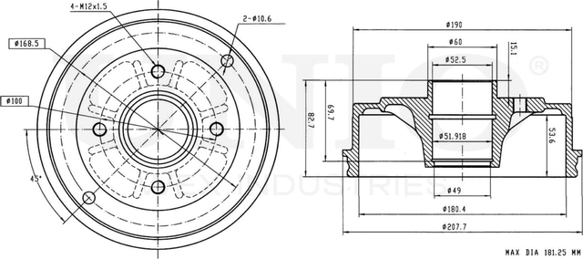 Барабан тормозной (Unio). Артикул BRD-10016