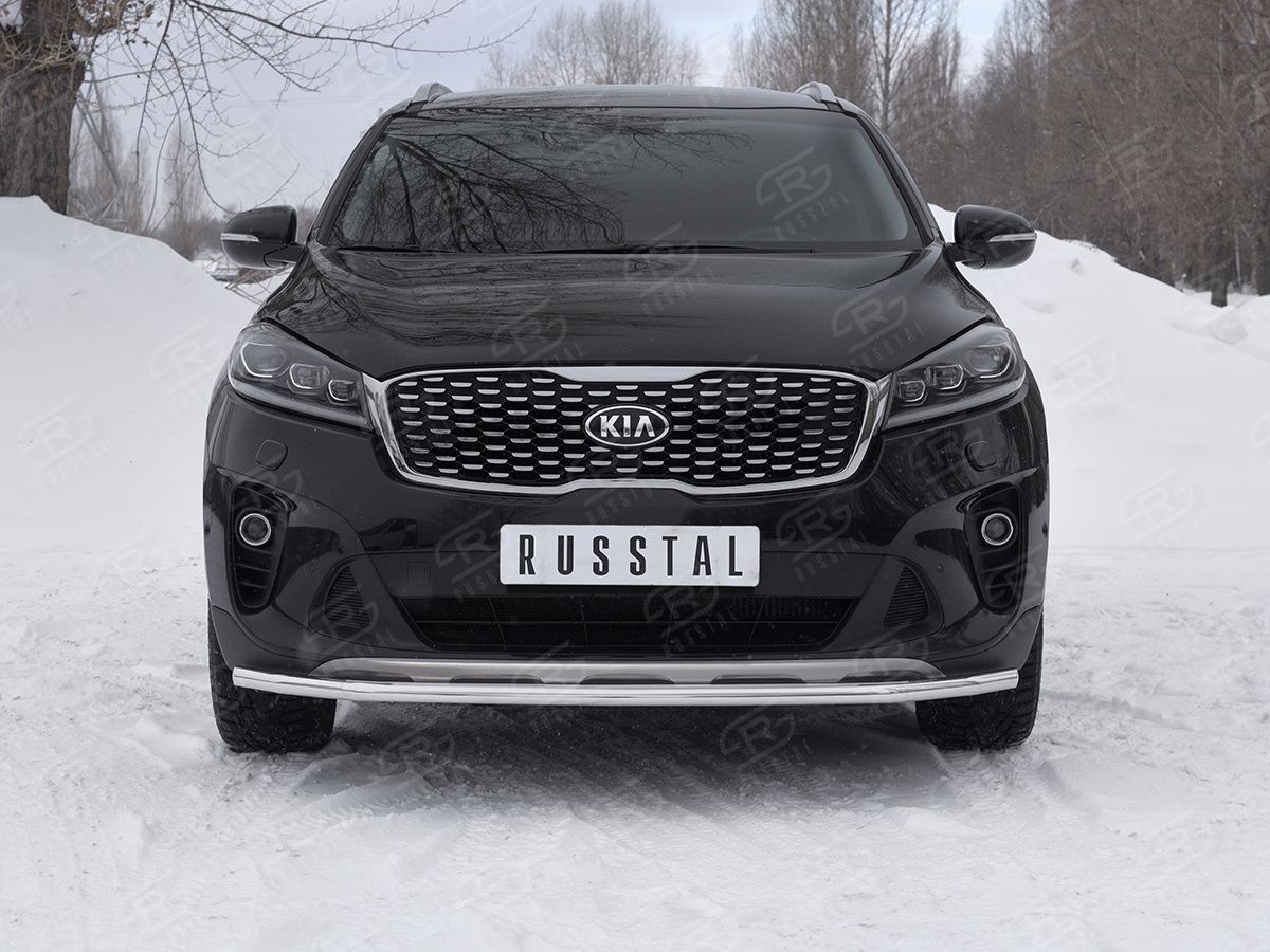 Защита RusStal переднего бампера d42 секции для Kia Sorento III Prime рестайлинг 2017-2020. Артикул KSPZ-003132