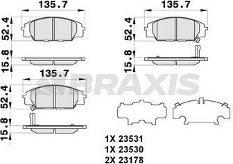 Тормозные колодки Braxis. Артикул AB0282