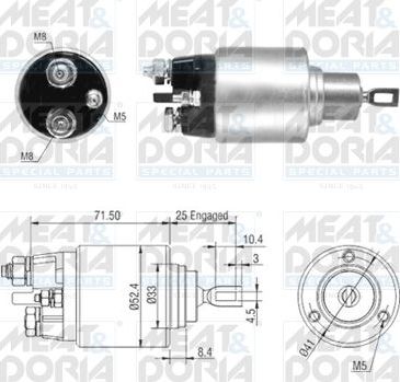 Втягивающее реле стартера Meat & Doria для Fiat Ducato II 2001-2006. Артикул 46308
