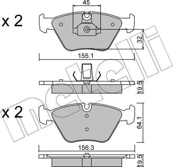 Тормозные колодки Metelli. Артикул 22-0207-3