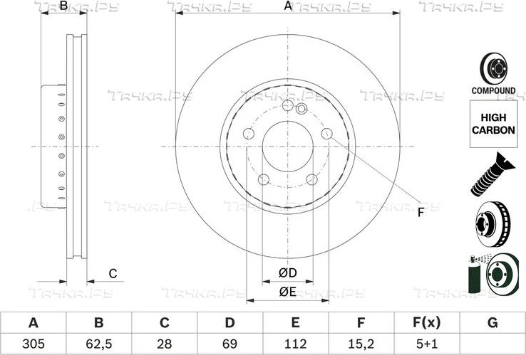 Тормозной диск Bosch. Артикул 0 986 479 H46