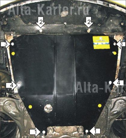 Защита Мотодор для картера, КПП Renault Espace IV 2002-2012. Артикул 01718