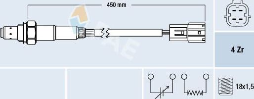 Лямбда-зонд (кислородный датчик) FAE. Артикул 77393