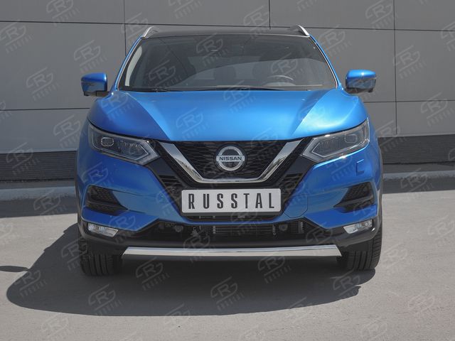 Защита RusStal переднего бампера d75х42 дуга для Nissan Qashqai II рестайлинг 2019-2026. Артикул NQSZ-003245