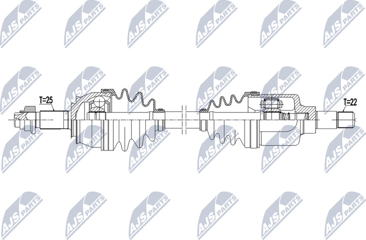 Полуось (привод в сборе, приводной вал) NTY. Артикул NPW-CT-069